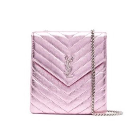 Saint Laurent Monogram Matelassé Metallic Leather Double Flap Crossbody Bag - Picture 1 of 11